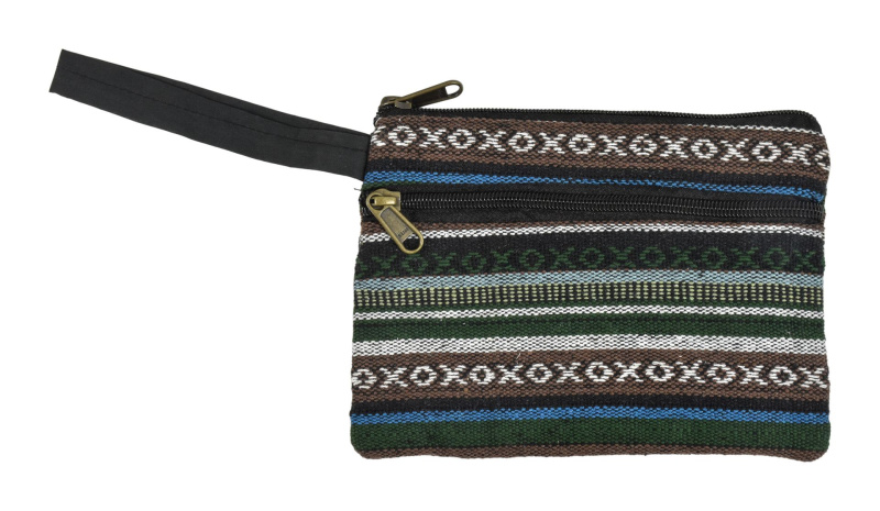 Sanu Babu Peněženka na drobné, "ghari barevné proužky" bavlněná, dva zipy a poutko 18x13cm (7B)