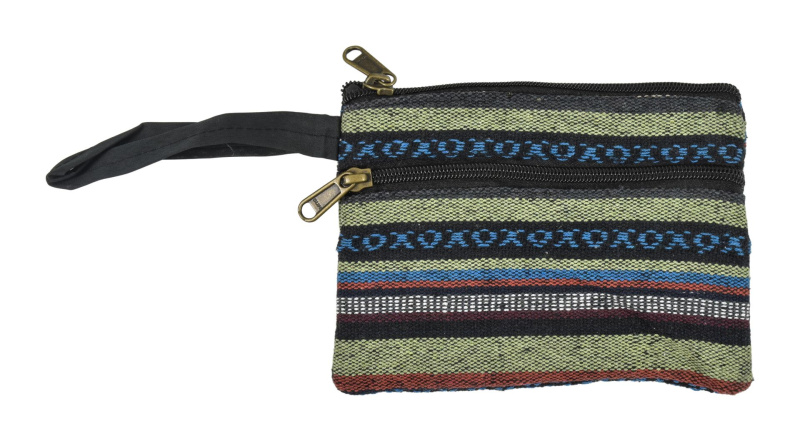 Sanu Babu Peněženka na drobné, "ghari barevné proužky" bavlněná, dva zipy a poutko 18x13cm (7D)