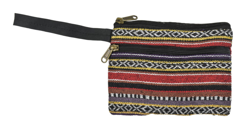 Sanu Babu Peněženka na drobné, "ghari barevné proužky" bavlněná, dva zipy a poutko 18x13cm (7E)