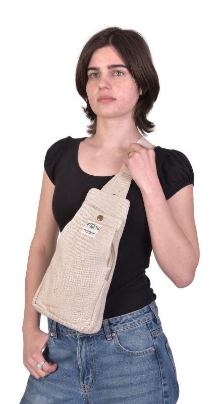 Sanu Babu Chast bag, pouzdro na hruď, bavlna a konopí, posuvný popruh, 18x34cm (5B)