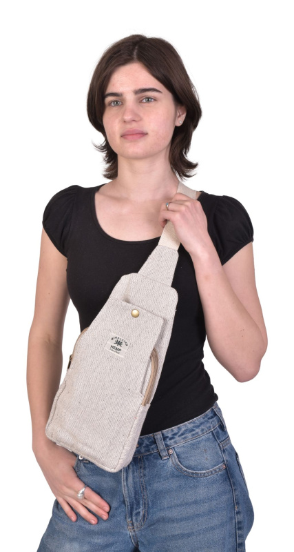Sanu Babu Chast bag, pouzdro na hruď, bavlna a konopí, posuvný popruh, 18x34cm (5C)