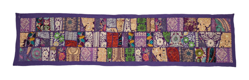 Sanu Babu Tapisérie, Rajastan, patchwork, fialový, 36x148cm
