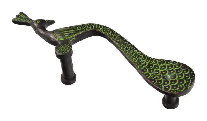Sanu Babu Dveřní madlo, páv, zelená patina, 24cm (9V)