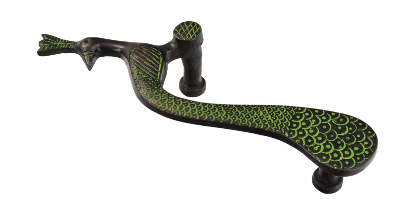Sanu Babu Dveřní madlo, páv, zelená patina, 24cm (9W)