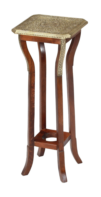 Sanu Babu Květinový stolek, zdobený mosazným kováním, 30x30x76cm