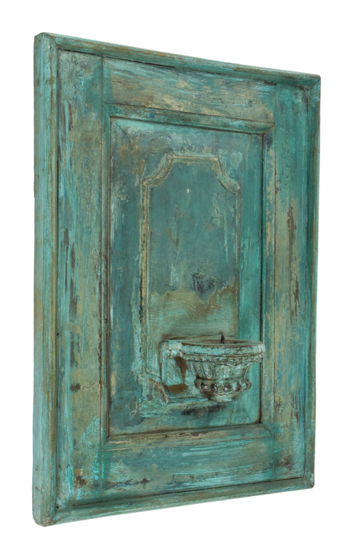 Sanu Babu Dřevěný nástěnný svícen z teakového dřeva, 35x13x48cm