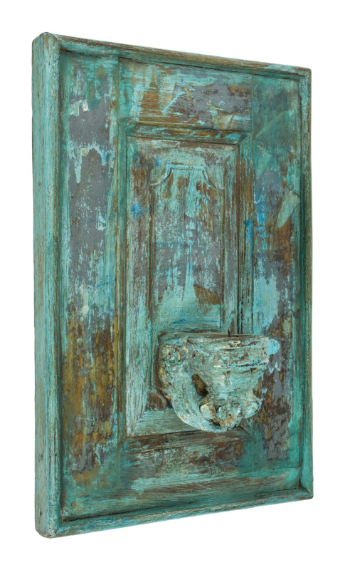 Sanu Babu Dřevěný nástěnný svícen z teakového dřeva, 34x13x51cm