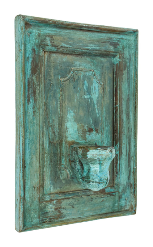 Sanu Babu Dřevěný nástěnný svícen z teakového dřeva, 33x13x48cm