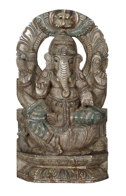 Sanu Babu Ganéš, dřevěná socha, 50x7x47cm (33)