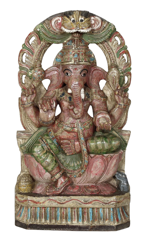 Sanu Babu Ganéš, dřevěná socha, 50x7x47cm (35)