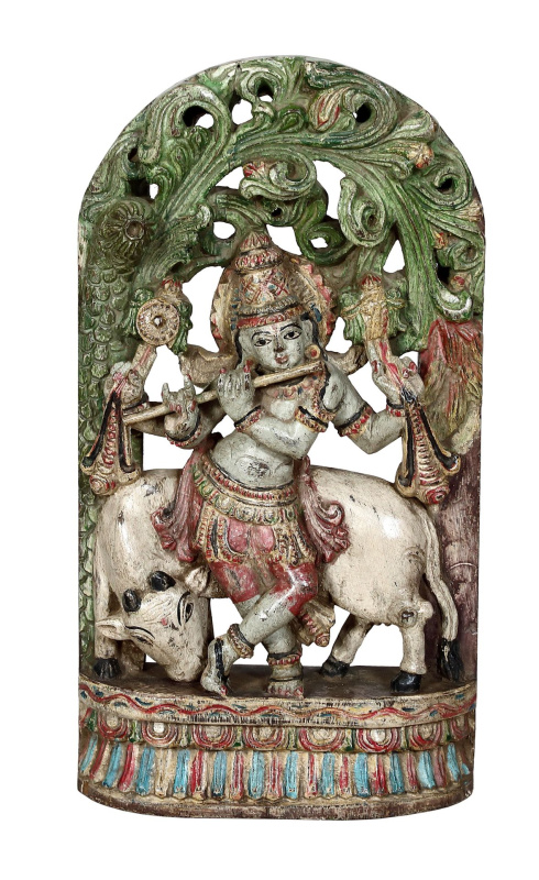 Sanu Babu Krišna, dřevěná socha, 50x7x47cm