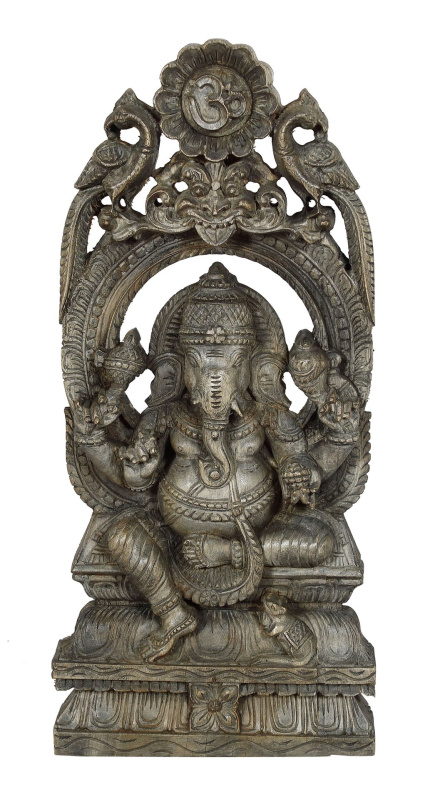 Sanu Babu Ganéš, dřevěná socha, 28x6x62cm (42)