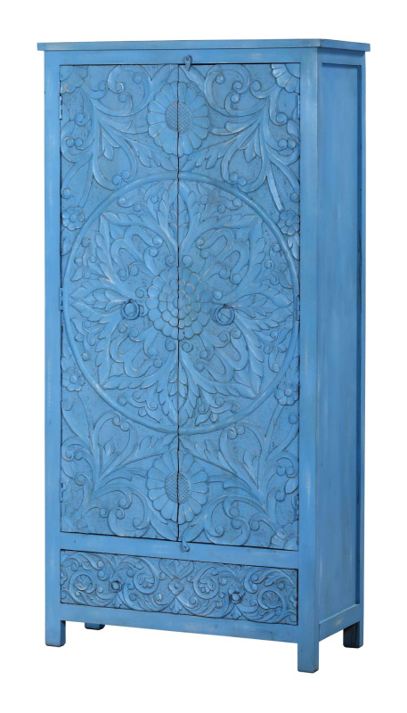 Sanu Babu Skříň z mangového dřeva, ruční řezby, 100x43x200cm (1P)