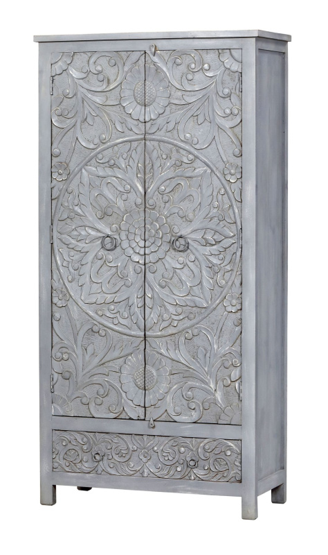 Sanu Babu Skříň z mangového dřeva, ruční řezby, 100x43x200cm (1R)