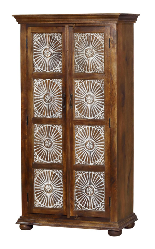 Sanu Babu Skříň z mangového dřeva, ruční řezby, 94x50x189cm (6A)