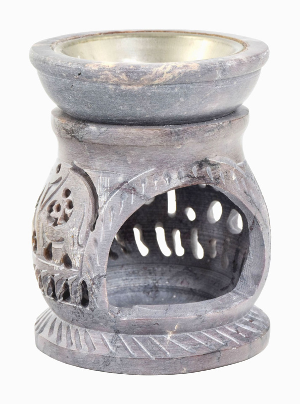 Sanu Babu Kamenná aromalampa, ručně prořezávaná, 8x8x10cm (7F)