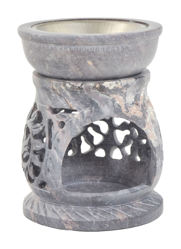 Sanu Babu Kamenná aromalampa, ručně prořezávaná, 8x8x10cm (7G)