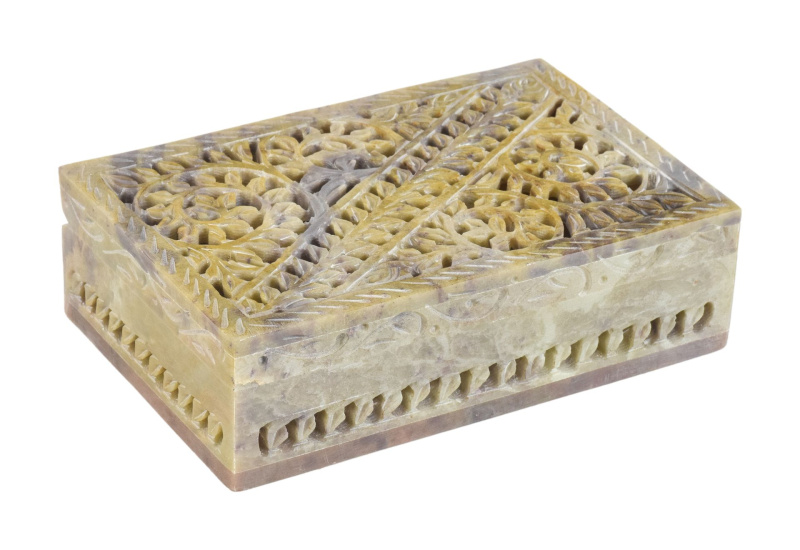 Sanu Babu Ozdobná kamenná šperkovnice, ručně vyřezávaná, 17x11x6cm (1J)