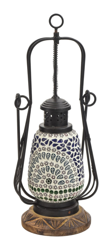 Sanu Babu Mozaiková lucerna na svíčku ve tvaru petrolejky, 14x14x43cm (0Q)