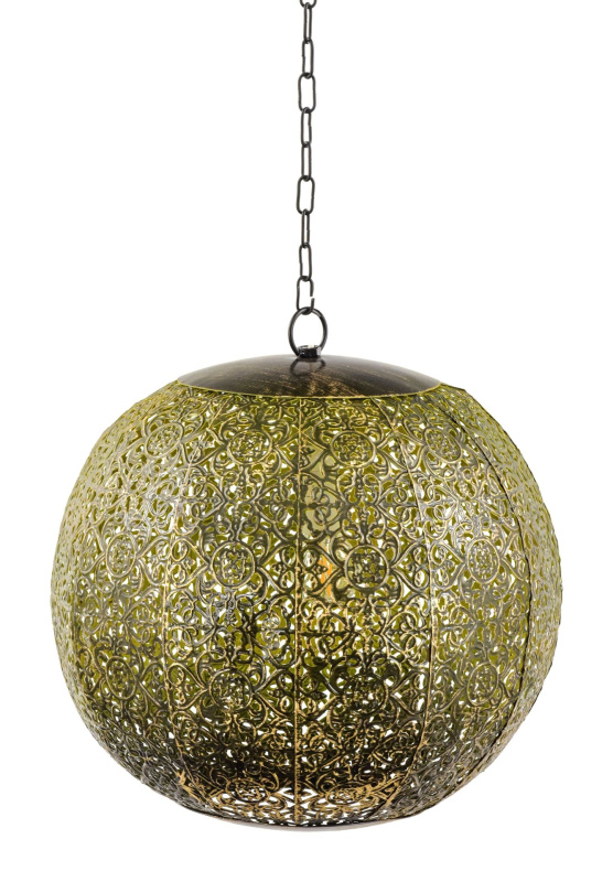 Sanu Babu Kovová lampa v arabském stylu, černo zlatá, uvnitř žlutá, 30x30x30cm