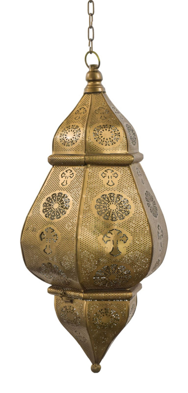 Sanu Babu Kovová lampa v orientálním stylu, zlatá barva, uvnitř zlatá, 34x55cm