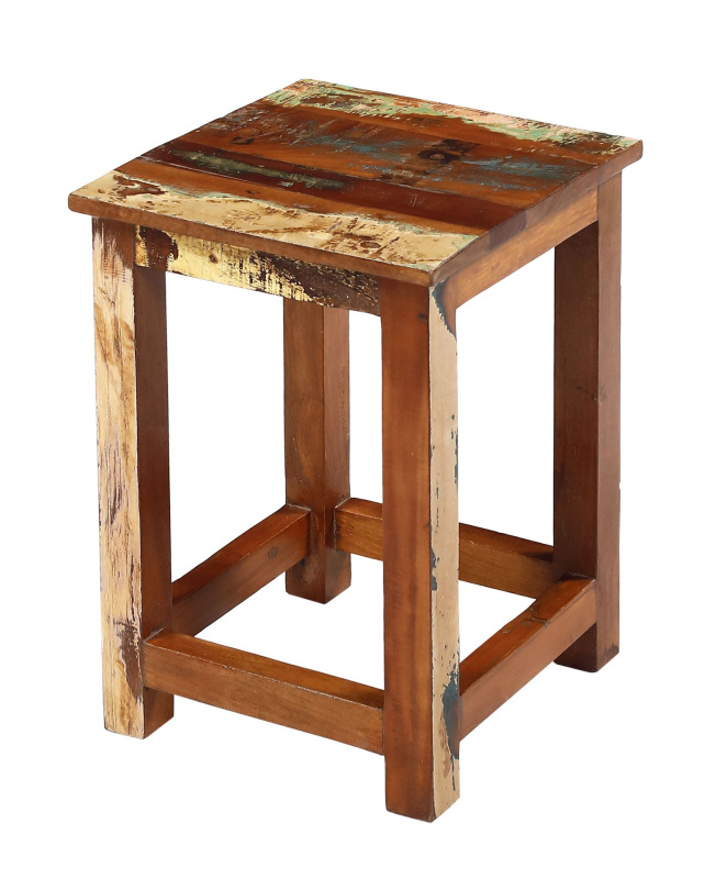 Sanu Babu Stolička z recyklovaného dřeva, "GOA" styl, 30x30x45cm