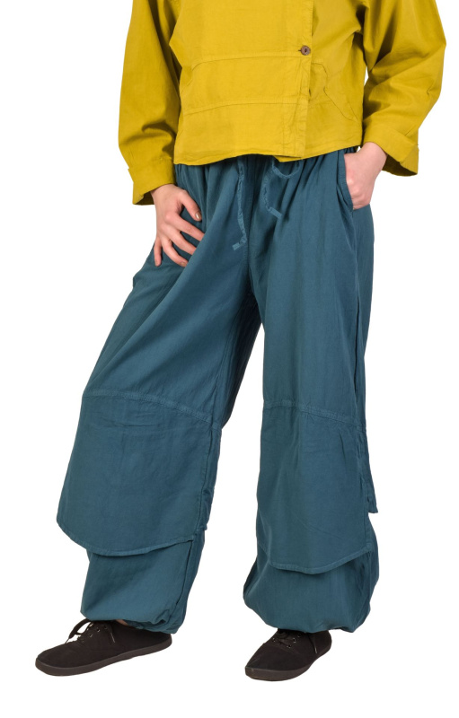 Sanu Babu Dlouhé balónové kalhoty, široké nohavice a kapsy, petrolejově modré, guma v pase M , Modrá