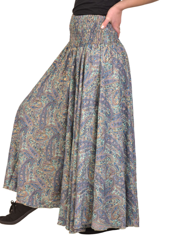 Sanu Babu Multibarevná dlouhá patchworková sukně z recyklovaných sárí na gumu, šnůrka (0G) FREE