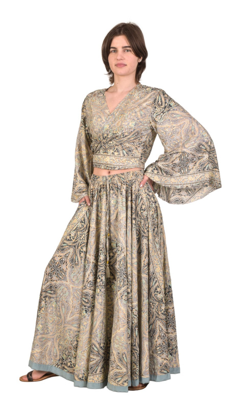 Sanu Babu Elegantní set sukně a topu, barevný potisk (2A) FREE