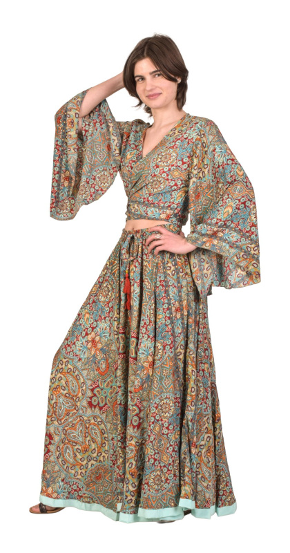 Sanu Babu Elegantní set sukně a topu, barevný potisk (2C) FREE