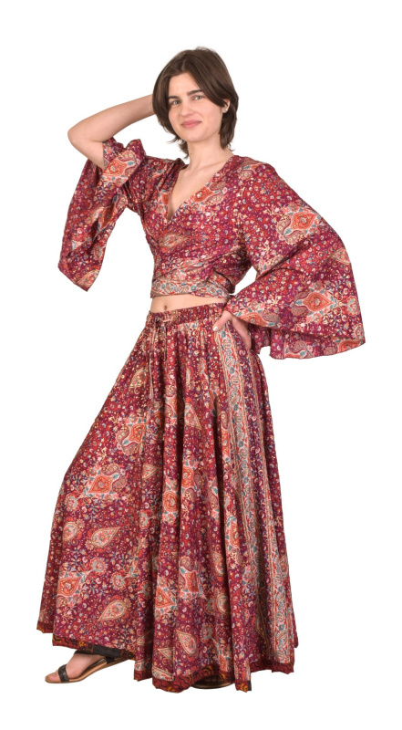 Sanu Babu Elegantní set sukně a topu, barevný potisk (2D) FREE