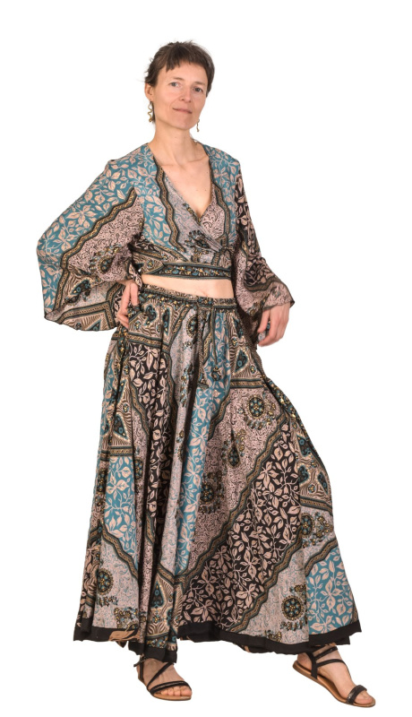 Sanu Babu Elegantní set sukně a topu, barevný potisk (2E) FREE