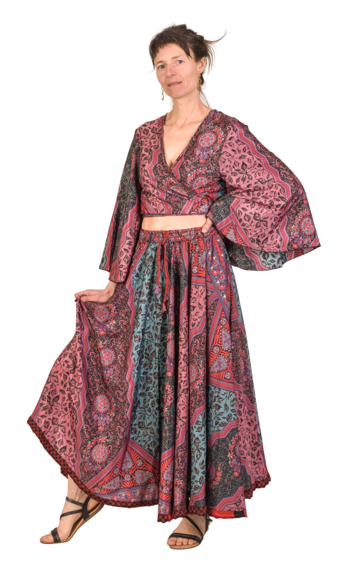 Sanu Babu Elegantní set sukně a topu, barevný potisk (2F) FREE