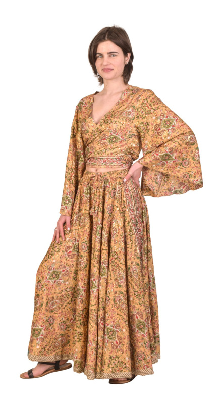 Sanu Babu Elegantní set sukně a topu, barevný potisk (2G) FREE