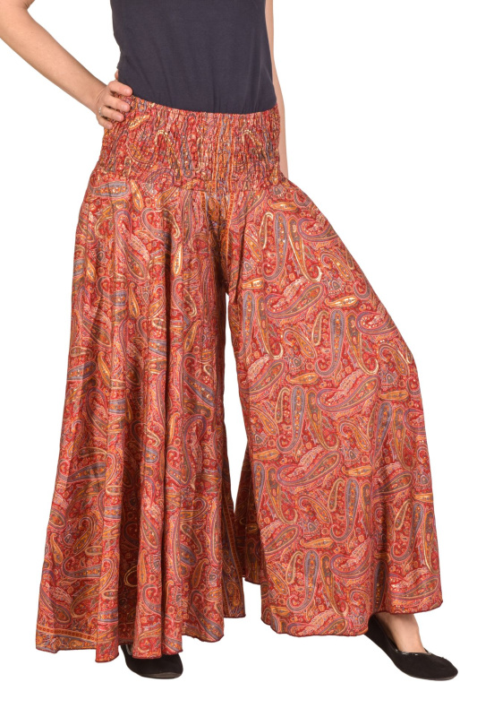 Sanu Babu Pohodlné volné kalhoty do zvonu, barevný potisk, žabičkování v pase (0C) FREE