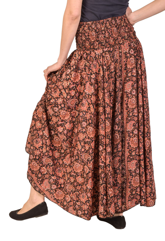 Sanu Babu Pohodlné volné kalhoty do zvonu, barevný potisk, žabičkování v pase (0H) FREE