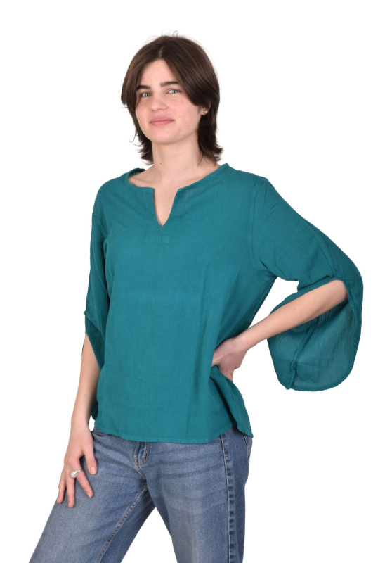 Sanu Babu Halena s tříčtvrtečním rukávem, tyrkysová, bavlna S/M , Tyrkysová