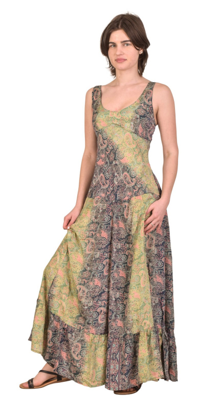 Sanu Babu Dlouhé šaty na ramínka, barevný potisk, guma na zádech (0D) FREE