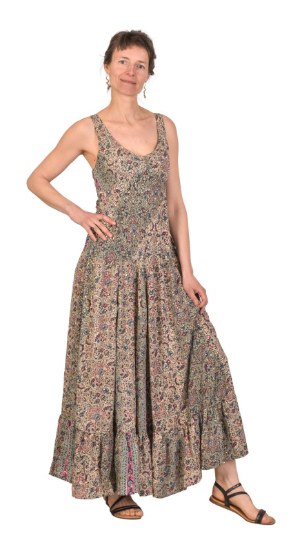 Sanu Babu Dlouhé šaty na ramínka, barevný potisk, guma na zádech (0G) FREE