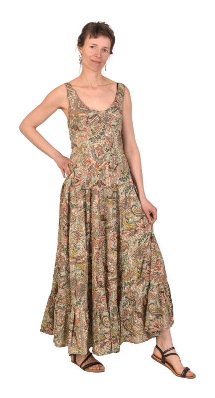 Sanu Babu Dlouhé šaty na ramínka, barevný potisk, guma na zádech (0H) FREE