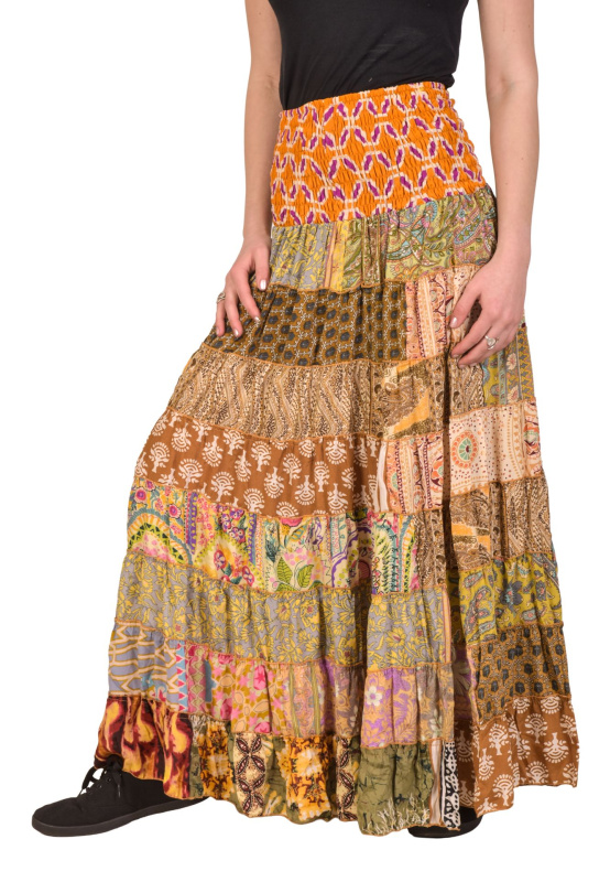 Sanu Babu Multibarevná dlouhá patchworková sukně na gumu, šnůrka (4B) FREE
