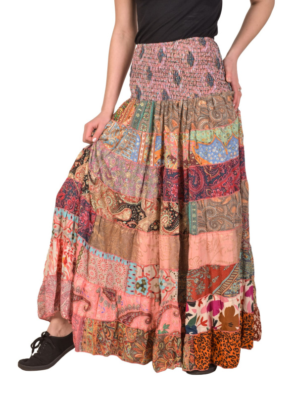 Sanu Babu Multibarevná dlouhá patchworková sukně na gumu, šnůrka (4C) FREE