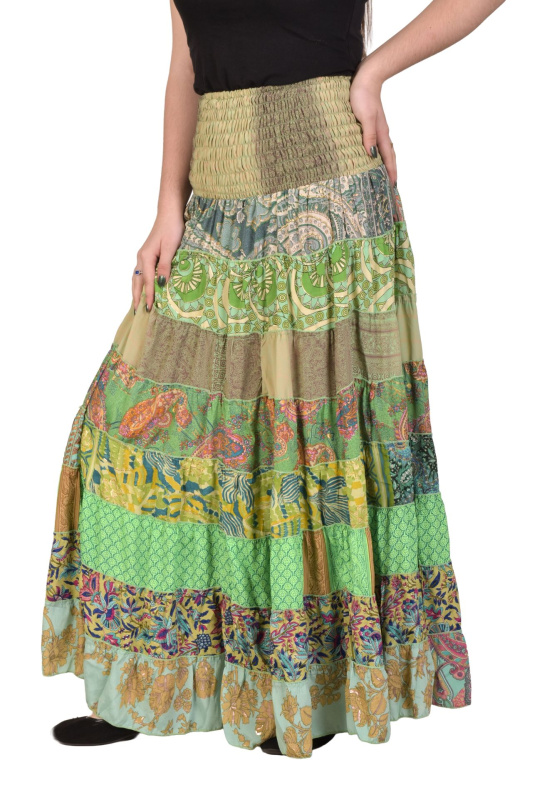 Sanu Babu Multibarevná dlouhá patchworková sukně na gumu, šnůrka (4H) FREE