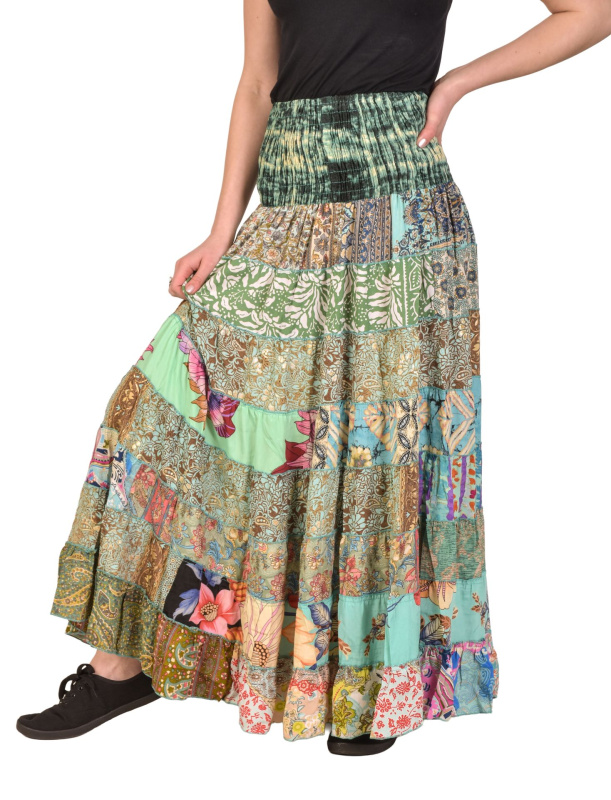 Sanu Babu Multibarevná dlouhá patchworková sukně na gumu, šnůrka (4J) FREE