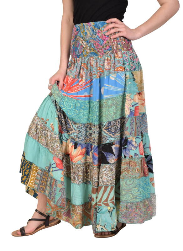 Sanu Babu Multibarevná dlouhá patchworková sukně na gumu, šnůrka (4K) FREE