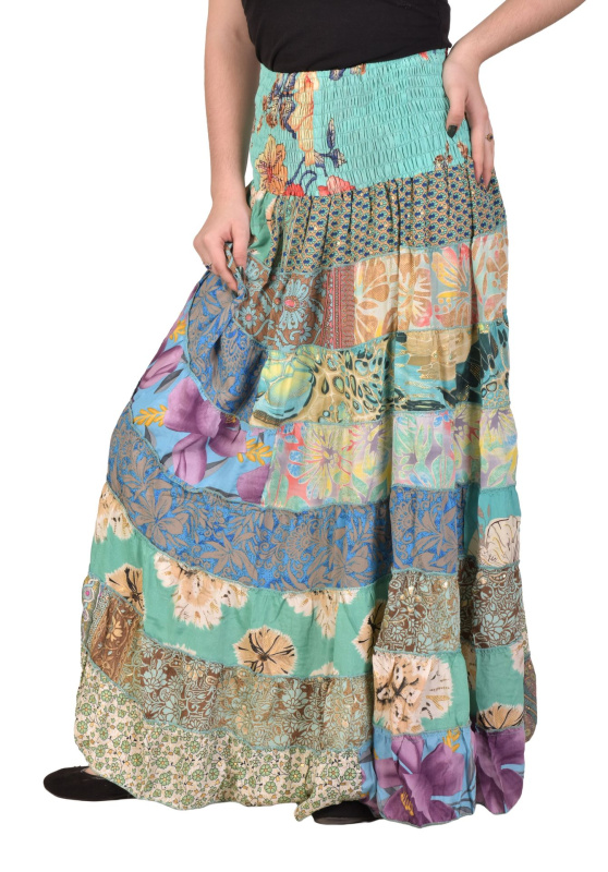 Sanu Babu Multibarevná dlouhá patchworková sukně na gumu, šnůrka (4N) FREE