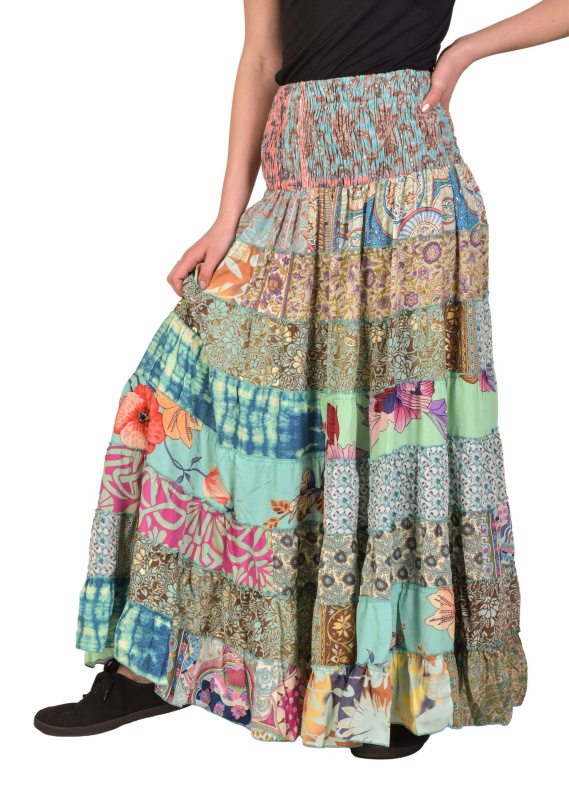 Sanu Babu Multibarevná dlouhá patchworková sukně na gumu, šnůrka (4P) FREE