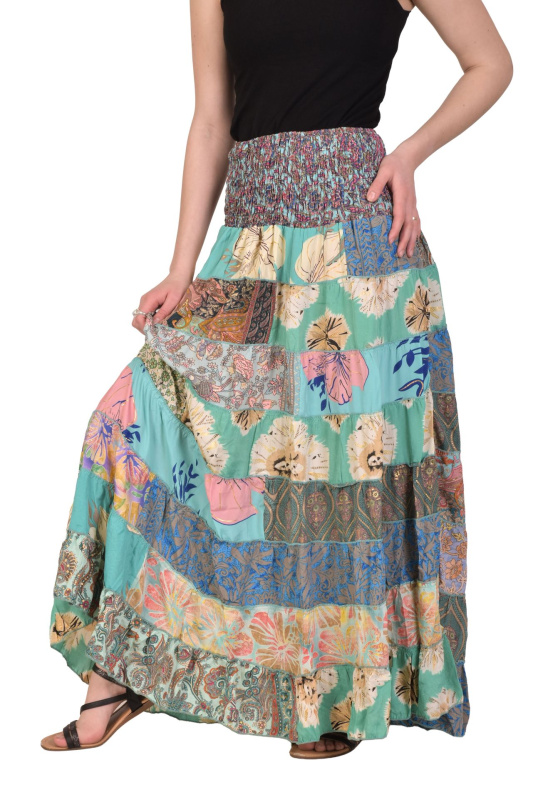 Sanu Babu Multibarevná dlouhá patchworková sukně na gumu, šnůrka (4Q) FREE