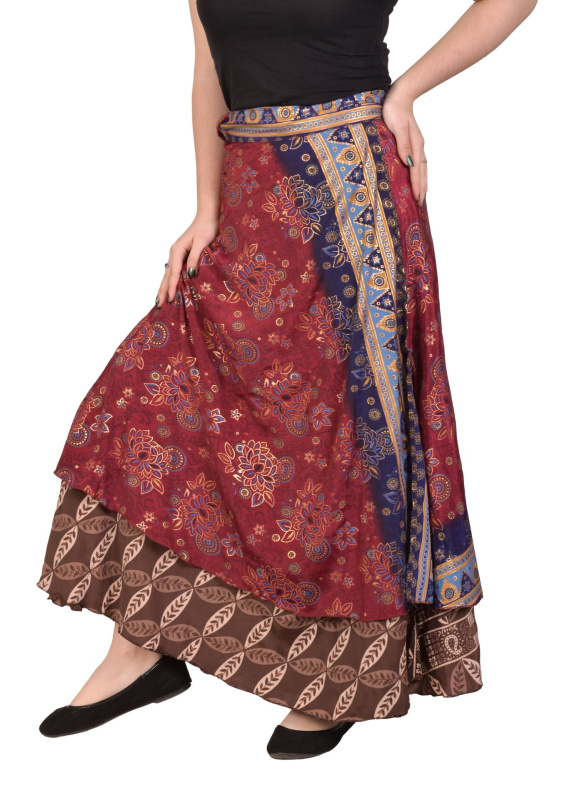 Sanu Babu Zavinovací oboustranná sukně z recyklovaných sárí (3C) FREE