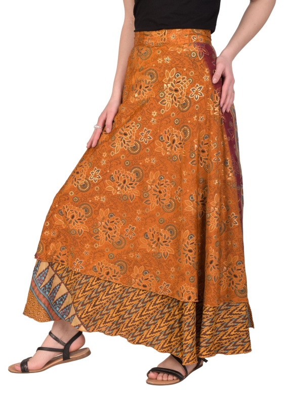 Sanu Babu Zavinovací oboustranná sukně z recyklovaných sárí (3F) FREE